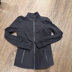Lululemon Black Full-Zip Athletic Jacket Size 10 Thumbholes Stretch